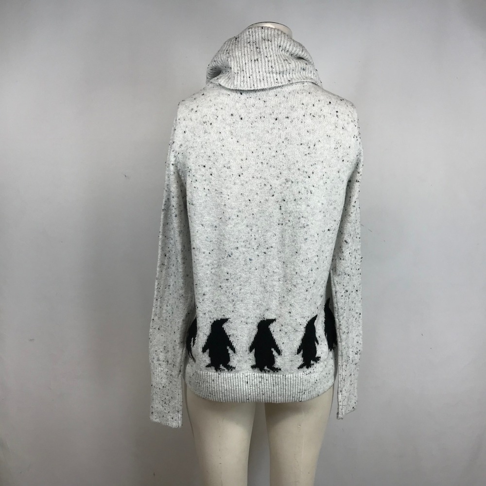 LOFT Womens Grey Speckled Penguin Graphic Cowl Neck Knit Sweater Small NEW - Picture 5 of 9